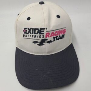 Vintage Exide Batteries‎ Hat Snapback White Black Racing Team Logo NASCAR Men